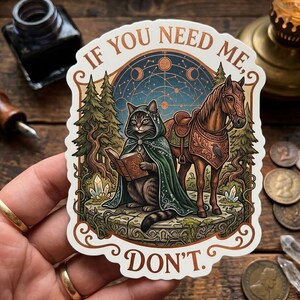 Funny Wizard Cat Sticker Fantasy Cat Decal Magical Animal Vinyl Sticker Sarcastic Meme Laptop Water Bottle Gift Nerdy Art