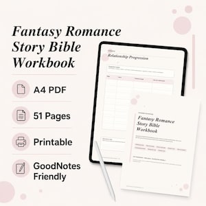 Fantasy Romance Story Bible | Novel Planner PDF | Character Development, Plot Structure & Worldbuilding
