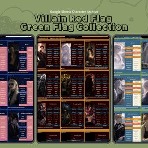 Villain & Red Flag Dashboard for Google Sheets | Green Flag Tracker | Webtoon Template