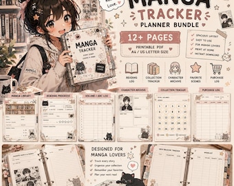 Suivi de mangas à imprimer (PDF) | Carnet de lecture et journal de collection | Formats A4 et US Letter