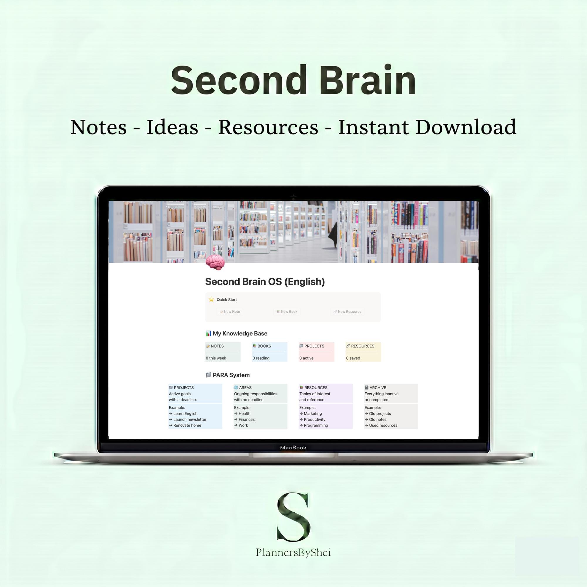 Notion Second Brain OS | PARA System + Notes + Book Tracker + Journal ...