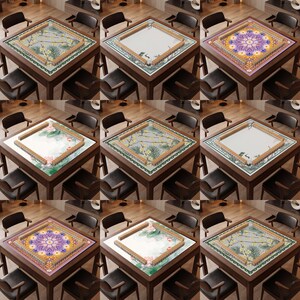 Slumpmässig konst Mahjongmatta Blindbox, lyckosam orientalisk-tema mysteriespelsyta presentask.
