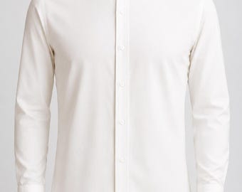 White Men’s Formal Dress Shirt | Slim Fit Wedding Office