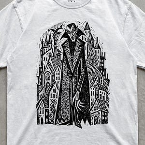 Dracula Vampire Linocut Graphic Tee, Vintage Horror Movie Woodcut Shirt, Halloween Spooky Season Tshirt