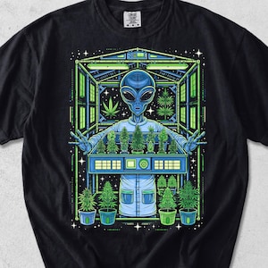 Alien Weed Grower Stoner-tröja, 420 Trippy Space Cannabis-tröja, Mary Jane-tröja