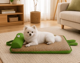 Rattan Pet Mat, Breathable Cooling Summer Bed, Washable Nest for Cats Dogs