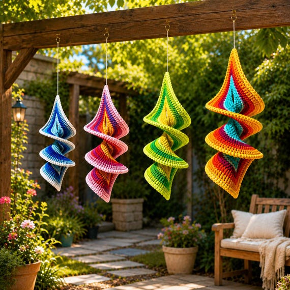 Crochet Spiral Tree Pattern pdf , Modern Amigurumi Home Decor , Twisted crochet Hanging Ornament ( Video Tutorial + Pdf)
