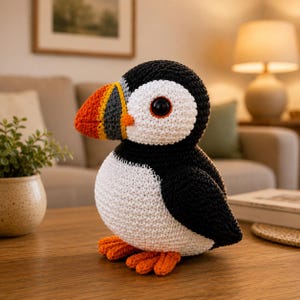 Puffin Amigurumi virkmönster, Realistic Bird Plush Amigurumi mönster (videohandledning + Pdf)