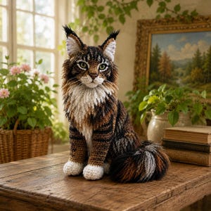 Amigurumi Maine Coon Cat pattern , Realistic Car crochet pattern ( Video Tutorial + Pdf)