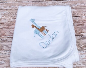 Giraffe Baby Blanket, Unisex Baby Gift, Giraffe Baby Clothes, Baby Shower Gift, Personalized Blanket, Newborn Baby, Gender Neutral Baby Gift