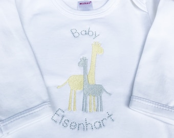 Giraffe Baby Gown, Unisex Baby Gift, Giraffe Baby Clothes, Baby Shower Gift, Safari Baby Theme, Newborn Baby Gown, Gender Neutral Baby Gift