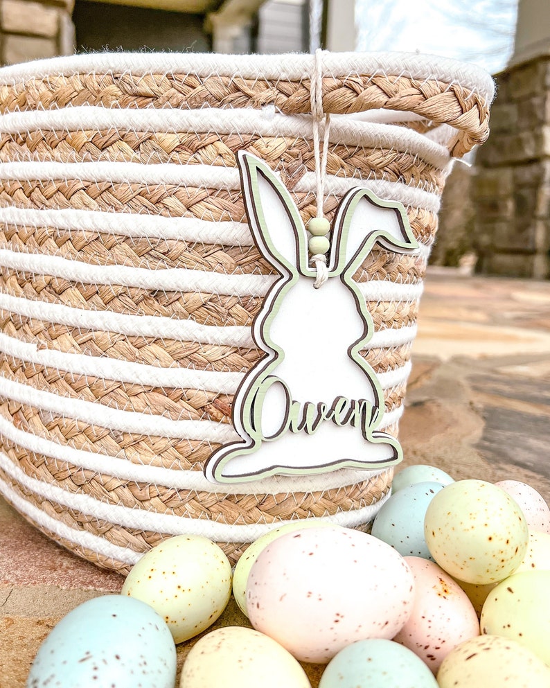 Personalized Easter Basket Tags/Wooden Easter Basket Tags/Bunny Tags bild 1
