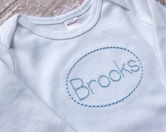 Personalized gown, monogrammed gown, baby boy coming home outfit, soft cotton, baby shower gift