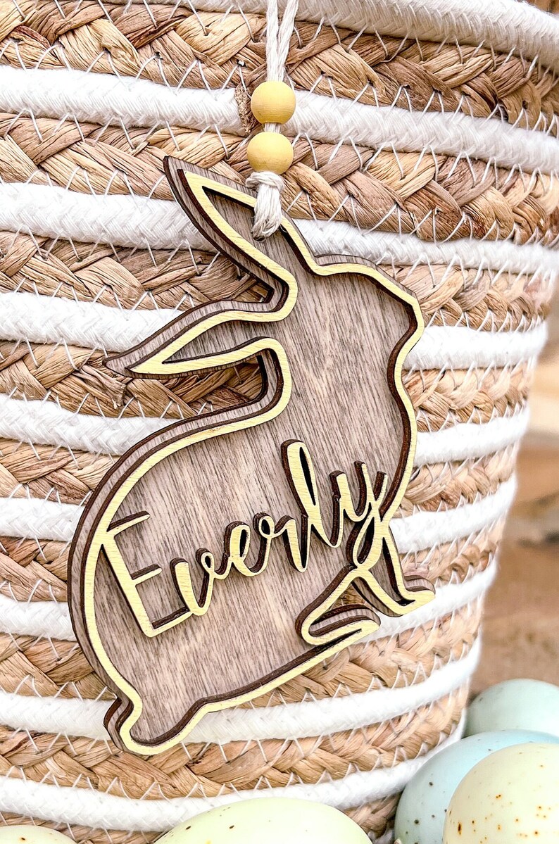 Personalized Easter Basket Tags/Wooden Easter Basket Tags/Bunny Tags bild 8