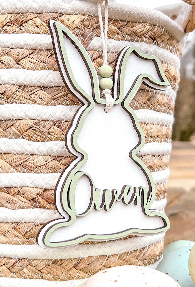 Personalized Easter Basket Tags/Wooden Easter Basket Tags/Bunny Tags 1