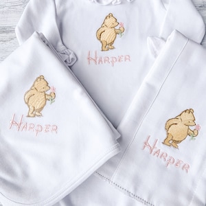 Winnie the Pooh Disney Personalized Gift Set, Girl Coming Home Outfit, Girl Coming Come Outfit, Little Sister Outfit, Baby Girl Baby Shower