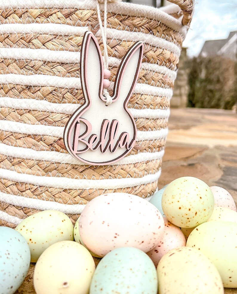 Personalized Easter Basket Tags/Wooden Easter Basket Tags/Bunny Tags bild 3