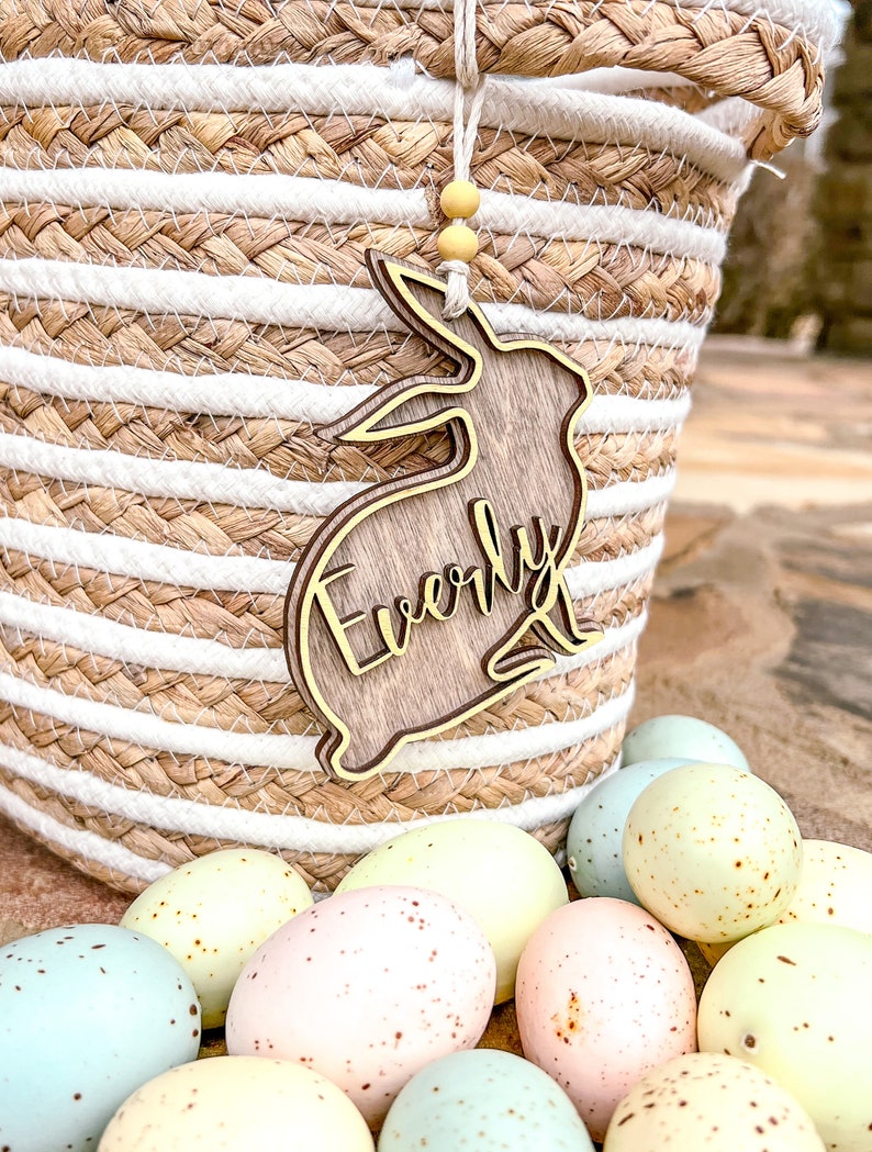 Personalized Easter Basket Tags/Wooden Easter Basket Tags/Bunny Tags 4