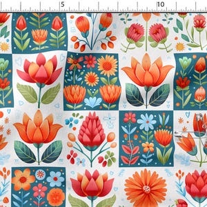 Patch fleurs coton 100 %, impression écologique pissenlit coquelicots tissu en coton floral largeur 150 cm/60" haute qualité par mètre mètre largeur 150 cm/60"