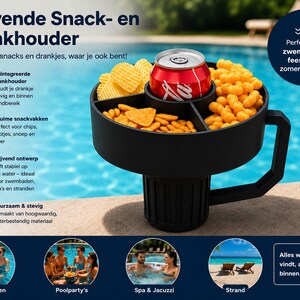 Prato para lanches Skushy Home preto para uso externo com porta-copos e 4 compartimentos.