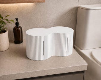Skushy Home White Japandi Freestanding Toilet Roll Holder for 2 Rolls