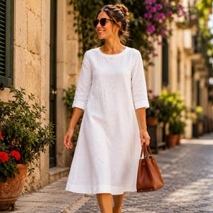 etsy white linen dress White Linen Dress