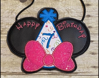 Minnie Mouse Birthday Crossbody Purse, Disney Birthday Flat Bag, Minnie Birthday Tote, Girls Disney Purse