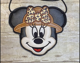Safari Minnie Crossbody Bag, Girls Disney Crossbody Purse, Animal Kingdom Bag