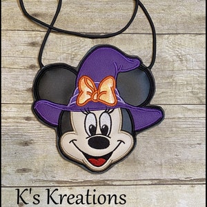 Minnie Mouse Witch Crossbody Bag, Girls Disney Halloween Crossbody Purse, Disney Halloween Witch Tote