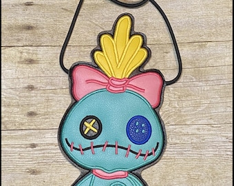 Disney Lilo and Stitch Scrump Crossbody Bag, Girls Disney Crossbody Purse, Lilo Toy Doll Flat Purse, Lilo and Stitch Doll Purse