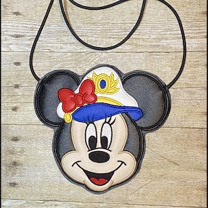 Captain Minnie Crossbody Bag, Girls Disney Crossbody Purse, Disney Cruise Ship Bag, Minnie Cruise Flat Purse
