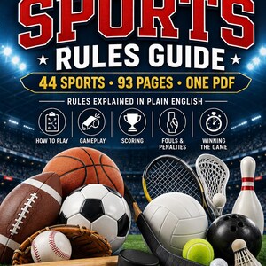 44 Sports Rules Guide Large Print Sports Rule Book How to Play Games PDF