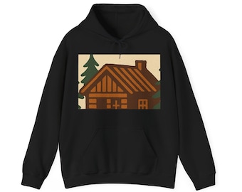 Pas de Trouble au Chalet Hoodie | Quebec Cottage Humor Vintage Retro Tee