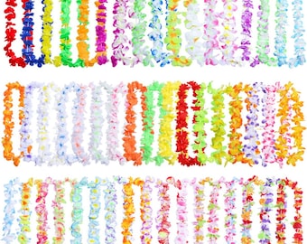 50 STÜCKE Hawaiianische Leis Party Set, Tropische Blumenhalsketten, Hawaiianische Luau Partydekorationen, Strandpartygeschenke