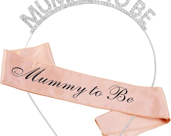 Mummy To Be Schärpe und Tiara Set | Rose Gold Babypartyzubehör | Schwangerschafts-Krone & Schärpe | Mama zu sein Fotorequisite | Baby-Dusche-Geschenk