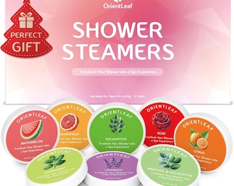 Aromatherapie-Dusche-Dampfer-Geschenk-Set | 8 Natürliche Duschbomben mit ätherischem Öl | Selbstpflege Spa Geschenk für Sie | Entspannung Wellness Geschenkbox