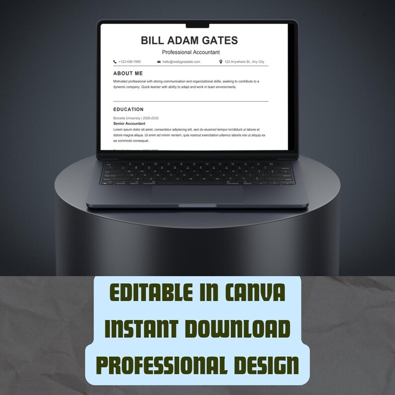 Minimalist Resume Template | Modern Canva CV | Editable Professional ...