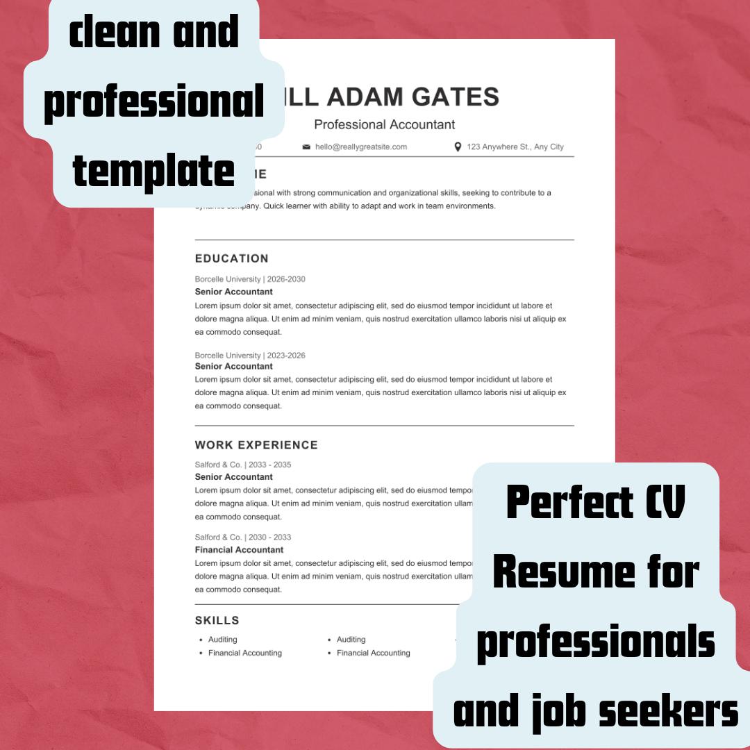 Minimalist Resume Template | Modern Canva CV | Editable Professional ...