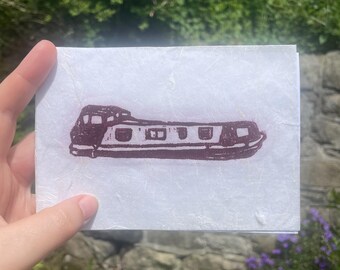 The Rose, Canal Boat Linocut Print