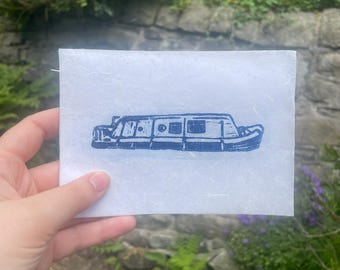 The Ithell, Canal Boat Linocut Print