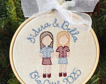 Custom Embroidered Big Little Sister Christmas Ornament: Personalized Keepsake Gift