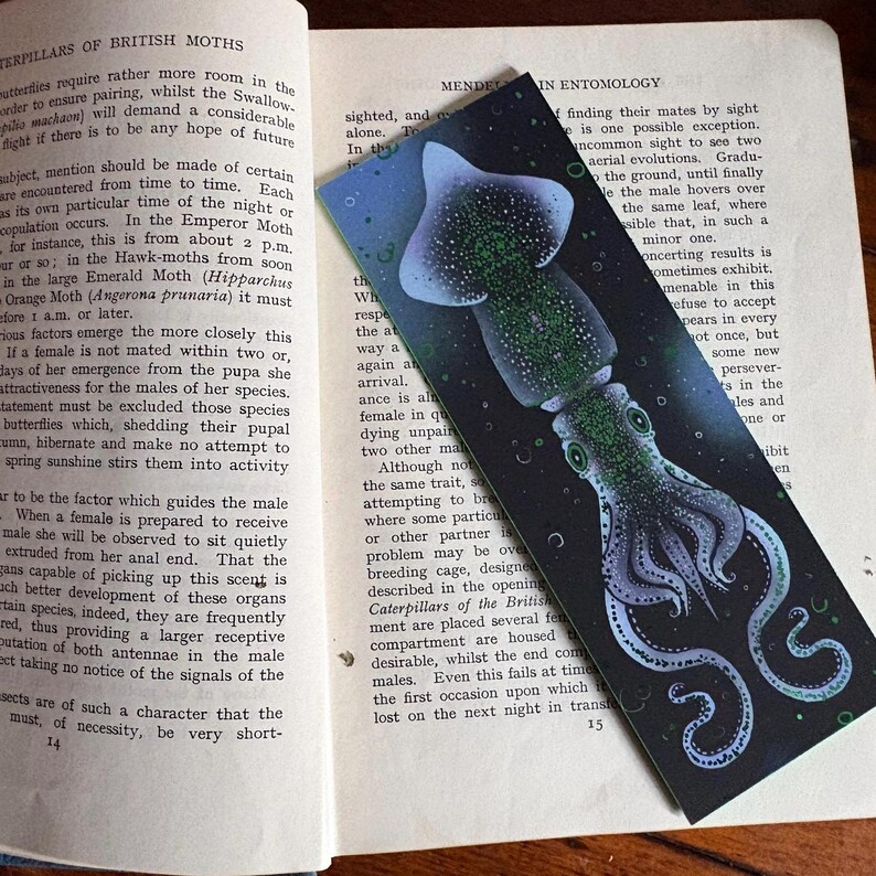 Green Firefly Squid Bookmark (148x 52cm) Green Painted Edges, Gothic ...