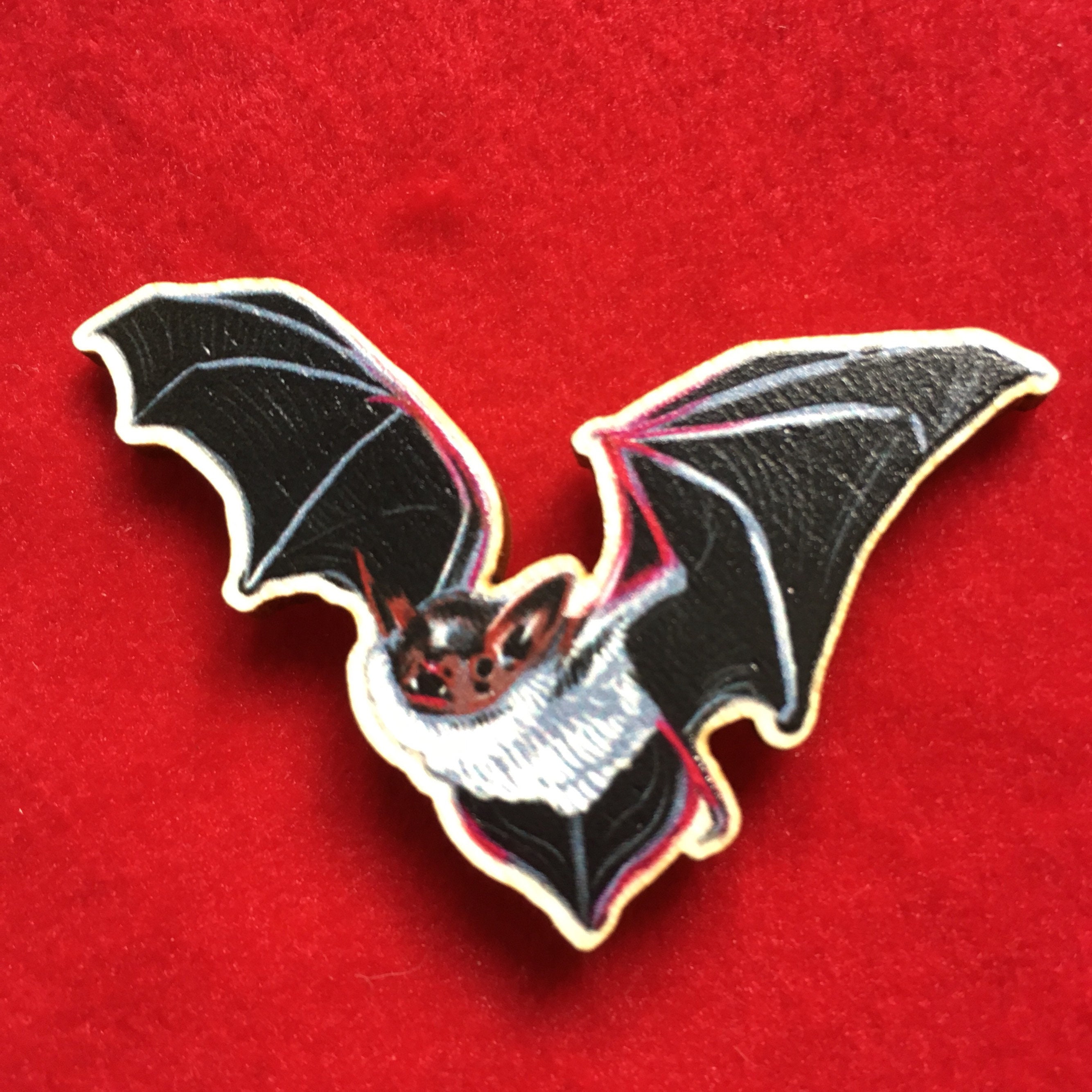 Bat Pin Badge Laser Cut Wooden Bat Pin Gift Vampire Gothic Etsy UK
