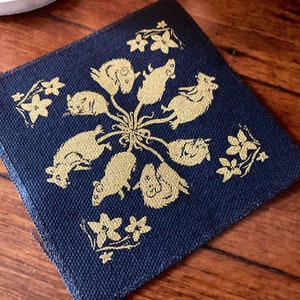 Rat King- gold screen print fabric patch 10x10cm- goth, rat lover gift, punk, skull, occult, satanic, patches for jackets, plague, sow on