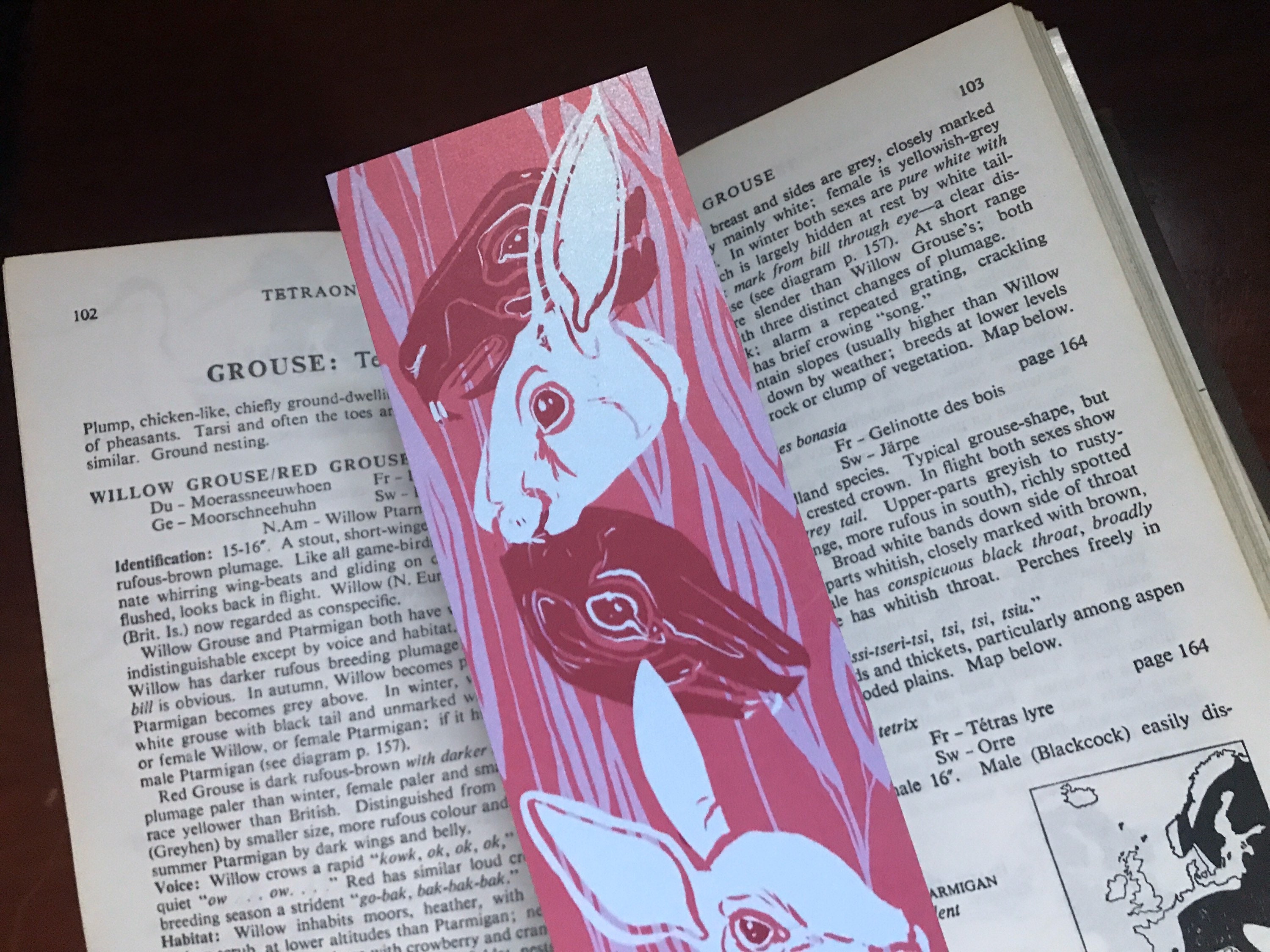 White Rabbit Pearlescent Bookmark- 52x148mm- Book Lover Gift-rabbits ...