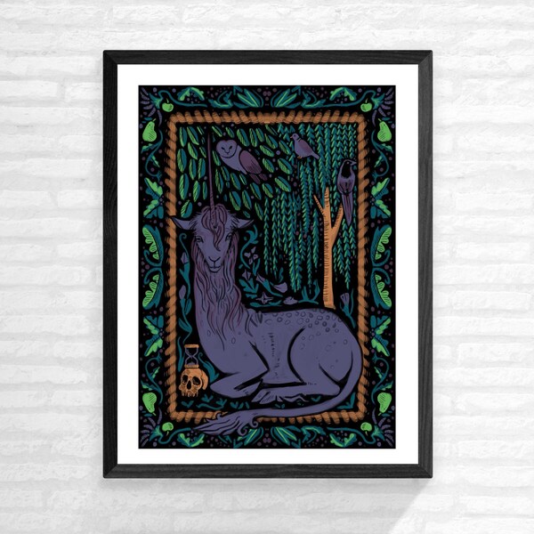 A4 Middeleeuwse Tapestry Unicorn print, kunstprint, college slaapzaal decor, universiteit, eenhoorn minnaar cadeau, eenhoorn poster, laatste eenhoorn, eenhoorn kunst