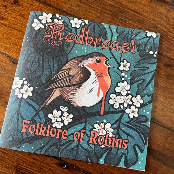 Redbreast- the folklore of robins- small bird zine- full colour, robin redbreast, robin gift, coffee table book