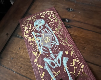 The Librarian - Deluxe Rose gold art print 30x10.5cm (12x4 inches) occult, skeleton, Gothic, horror, baphomet, grave, gothic decor