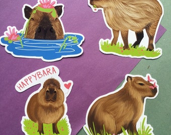 Capybara 10cm Vinyl Aufkleber Set- Meerschweinchen Liebhaber, Geschenk Set, Laptop Aufkleber, niedliche stationär, Meerschweinchen, Tier, Nagetier, niedliche Aufkleber, Kunst