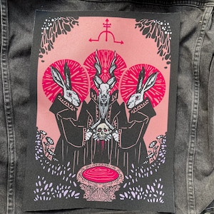 Bloodletting back patch-   Goat and hares  - sow on back patch, occult patch, horror art, Memento Mori, Rabbits, battle jacket, witchy